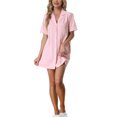 thumbnail image 2 of Unique Bargains Women's Summer Short Sleeves Button Down Sleepshirt, 2 of 5