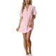 thumbnail image 2 of INSPIRE CHIC Camisón de botón para mujer, pijama vestido de manga corta, ropa de verano, bata de noche S Rosa, 2 of 6