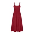 thumbnail image 3 of Penkiiy Women's Summer Casual Long Maxi Beach Vacation Dresses Sleeveless Flowy Tiered Sun Dress With Pockets M Wine, 3 of 5