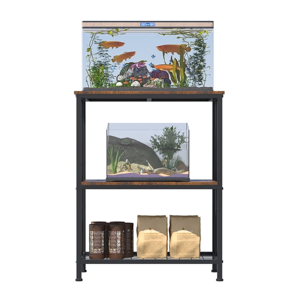 CANVORA 30.7" Aquarium Stand, 3-Tier Heavy Duty Metal Reptile Tank Stand, 20 Gallon with Adjustable Shelf, for Fish or Reptile Enclosures