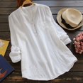 thumbnail image 2 of Chemises à Manches Longues Col en V pour Femmes, Tunique en Coton et Lin, Blouse Douce et Décontractée, 2 of 5