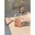 thumbnail image 3 of 400ml Square Colored Glass Mug With Handle And Cover High Capacity Cold Drink Cup With Straw, Creative Ice Cream Cup, 3 of 5