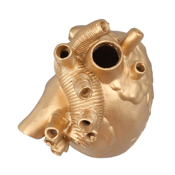 Jarrón de Corazón ANGGREK Escultura de Resina Florero de Corazón Anatómico Decorativo 11x7.5x15cm