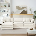 thumbnail image 5 of Cloud-Like Modular Chenille 3-Seat Sectional Sofa with Movable Ottoman – Customizable L-Shaped/U-Shaped Seating for Living Rooms, Beige, 5 of 11