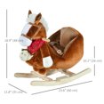 thumbnail image 3 of Qaba Kids Ride On Rocking Horse with Cradlesong Handle Grip Hand Puppet Traditional Toy Gift for Children 18-36 Months Rocking Toy for Toddler Brown, 3 of 10