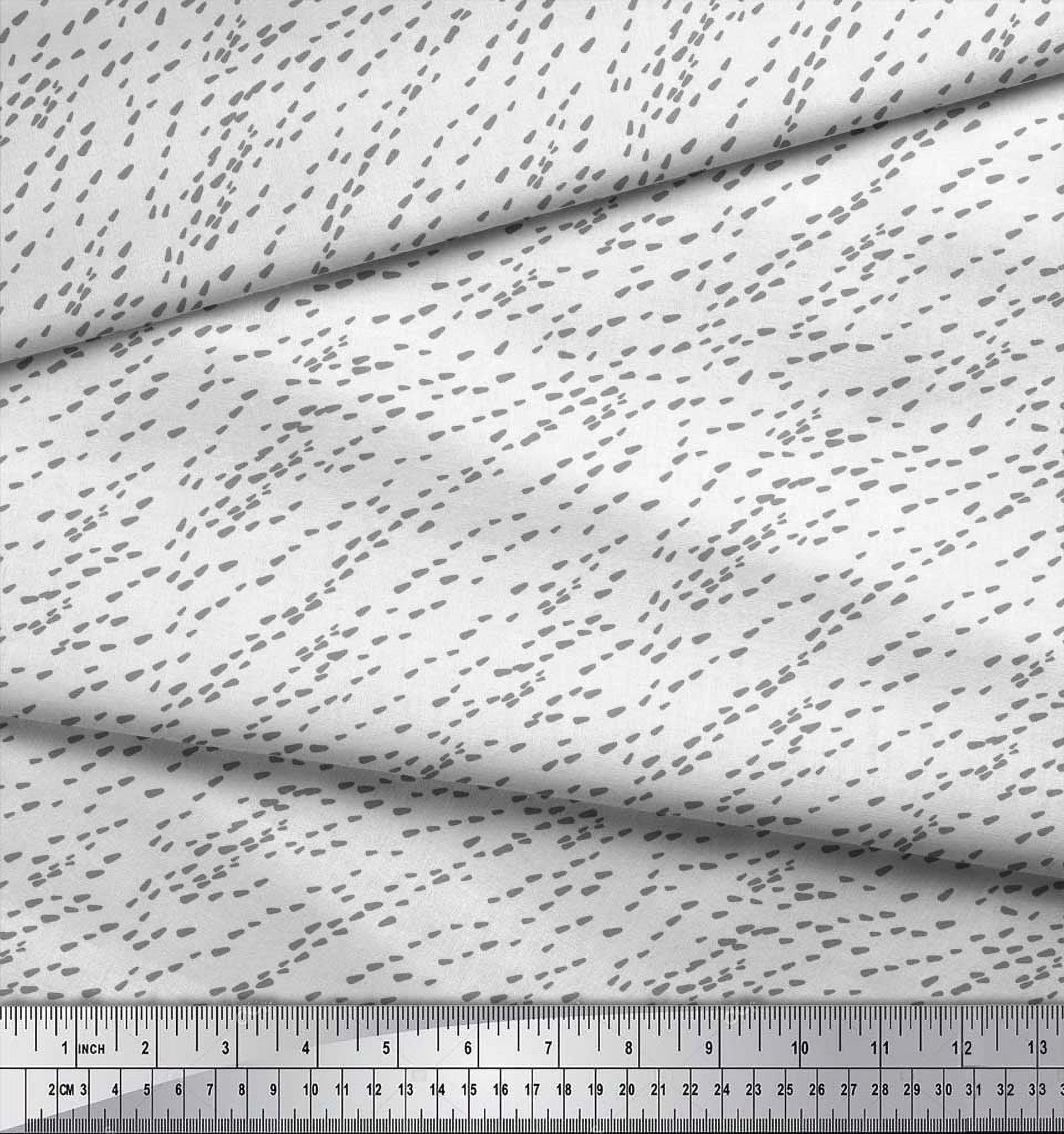 Soimoi White Cotton Duck Fabric Brush Stroke Abstract Print Sewing Fabric Yard 42 Inch Wide