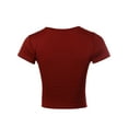 thumbnail image 3 of A2Y Women's Basic Solid Short Sleeve Rayon Fitted Crop Top Tee Tea Berry L, 3 of 5