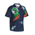 thumbnail image 2 of Balery Dinosaur Astronaut Space Surfing Print Men's Hawaiian Shirts Short Sleeve Beach Shirt Relaxed Fit Vacation Button Down Shirts-Medium, 2 of 9