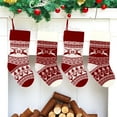 thumbnail image 2 of Tumao Christmas Stockings, Personalized Knitted Xmas Stockings, Knitted Reindeer Pattern Xmas Stockings Candy Gift Bags with Pompom for Family Christmas Holiday Decoration, 2 pack, 2 of 8