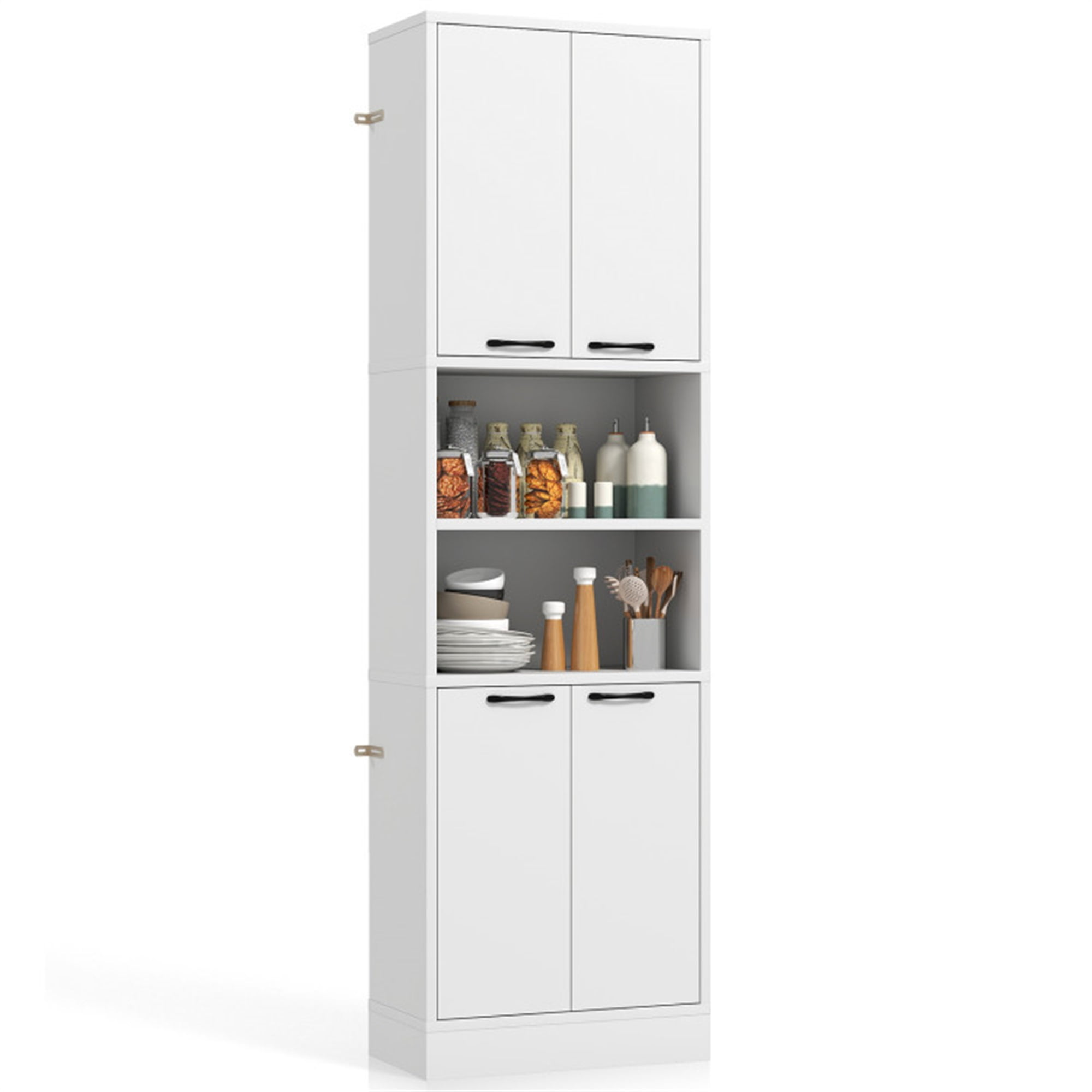 Finihen Kitchen Storage Cabinet, Buffet Sideboard, 75 Inch Kitchen Pantry Cabinet Tall Cupboard with Doors and Shelves, for Dining Room, Kitchen, Living Room, White