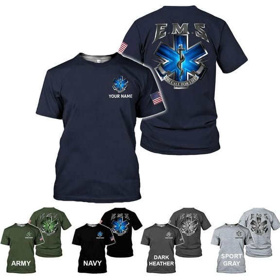 Personalized EMT Shirt, EMS Shirt, Customized EMS Shirts,EMT Paramedic Uniform Emergency Medical Technician Shirts (DefaultTitle, S)