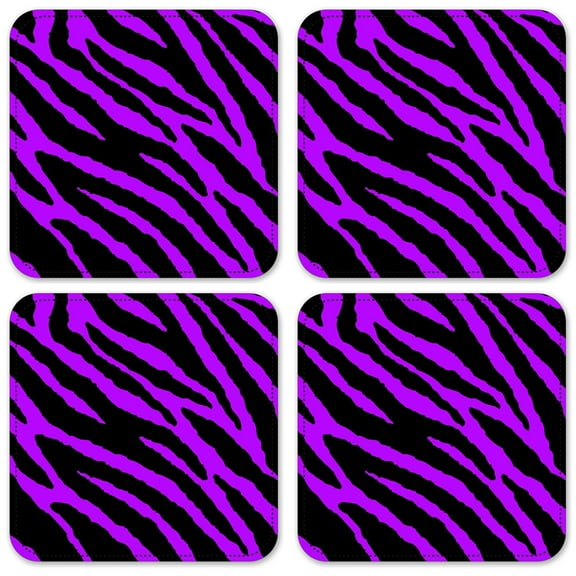 Vinyl Drink Coasters - Set of 4 - Purple Zebra