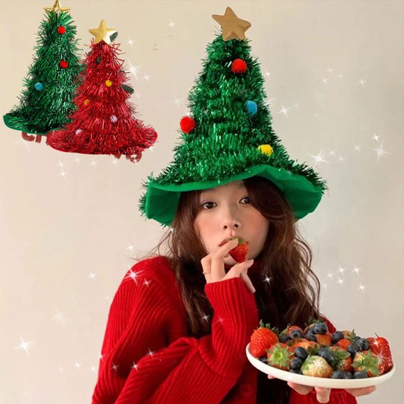 Christmas Tree Hat under $5! CQCYD Christmas Tree Hat, Festive Holiday Headwear for Parties, Knit Santa Hat with Christmas Decor, Fun Xmas Party Prop for AdultsKids, Christmas Costume Accessory