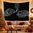 thumbnail image 3 of White Line-Art Hands with Smoke on Black Background, Mystical Celestial for Gothic Decor Lovers, Nature Inspired Art, Housewarming Gift Tapestry Wall Hanging for Bedroom and Living Room, 3 of 7
