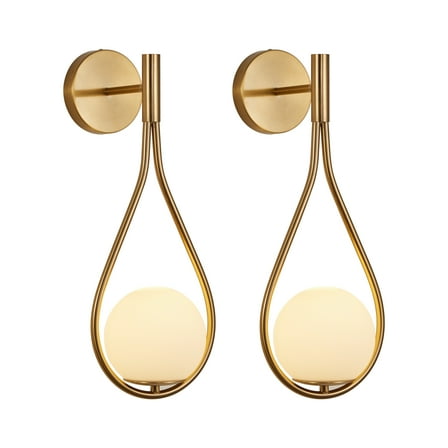 Wall Sconce Drop Design set of 2Wall Mounted Light Brushed Brass Wall Lamps, Wall Mount Light Fixture for Bedside Living Room