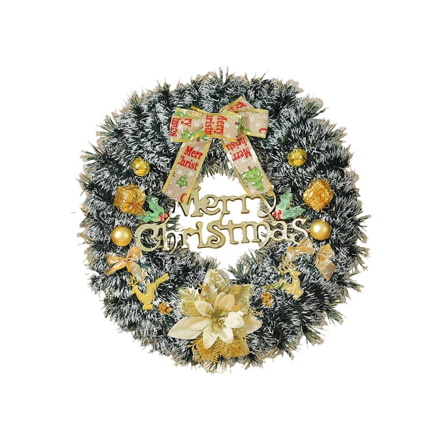 Decoraciones de Navidad Al Aire Libre Corona de Navidad Cinta Bolas de Oro Y Pineconas Corona de Navidad Puerta Colgante Ventana / Decoración de Pared Corona Decoración de Navidad Al Aire Libre Interi
