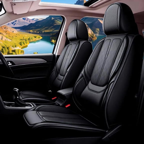 Car Seat Covers for Kia Sorento 2007-2021 - Upgraded Premium Waterproof & Breathable Leather, Airbag Compatible, All-Weather Seat Cushion Protector (Full Set, Black)