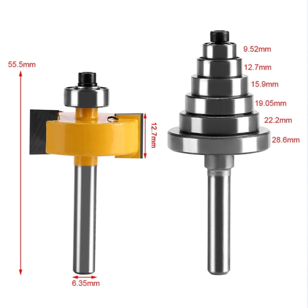 M Buder Broca para Enrutador de Rebaje con Juego de 7 Rodamientos para Madera Maciza y MDF (6.35 mm / 1/4" Shank)