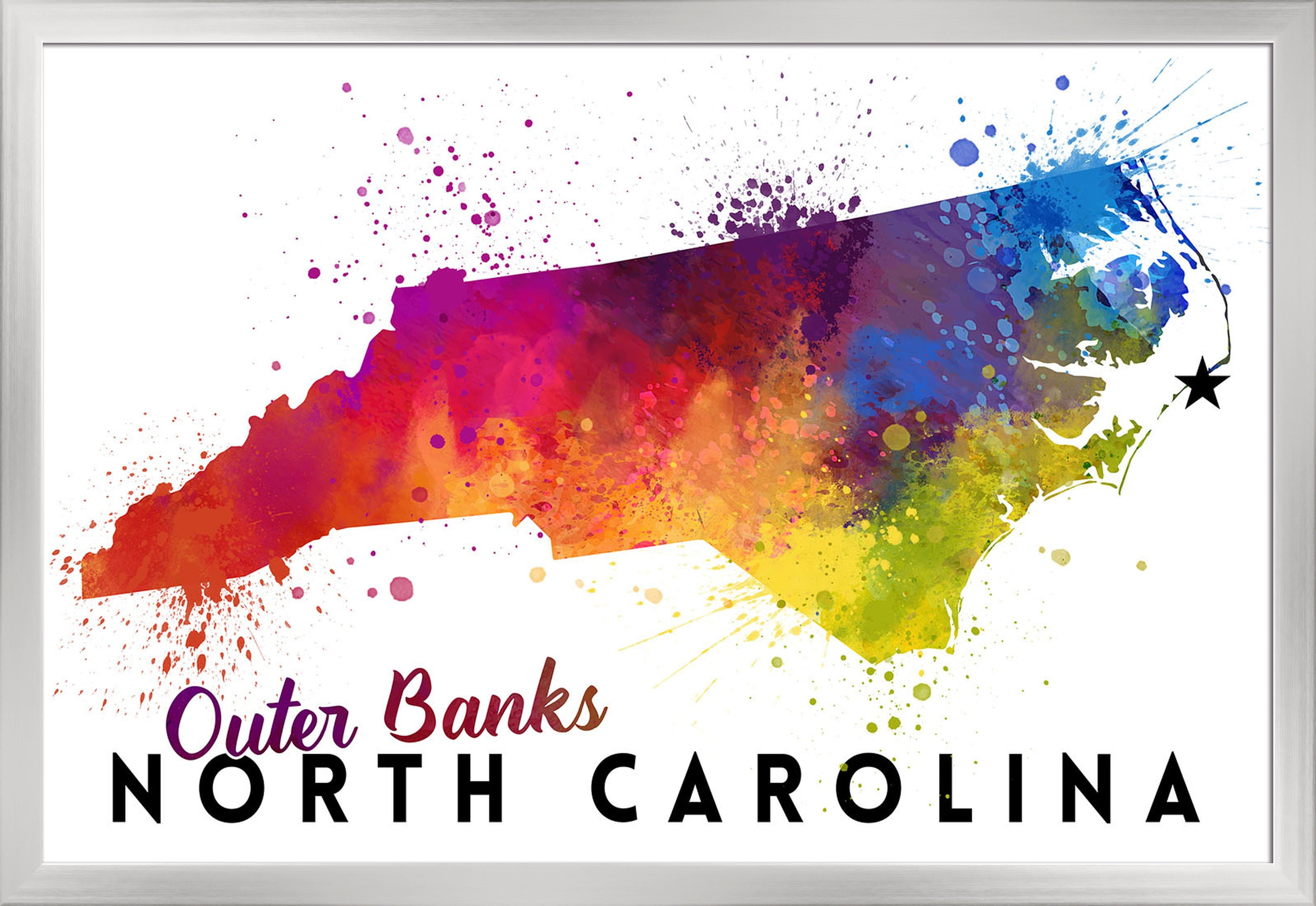Outer Banks, North Carolina State Abstract Watercolor