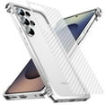 thumbnail image 3 of Dteck Bumper Case for Samsung Galaxy S24 Ultra, Military-Grade Slim Shockproof Aluminum Metal Frame, Snap-On No Back Panel Cooling Design,with Transparent Carbon Fiber Back Sticker,Silver, 3 of 7