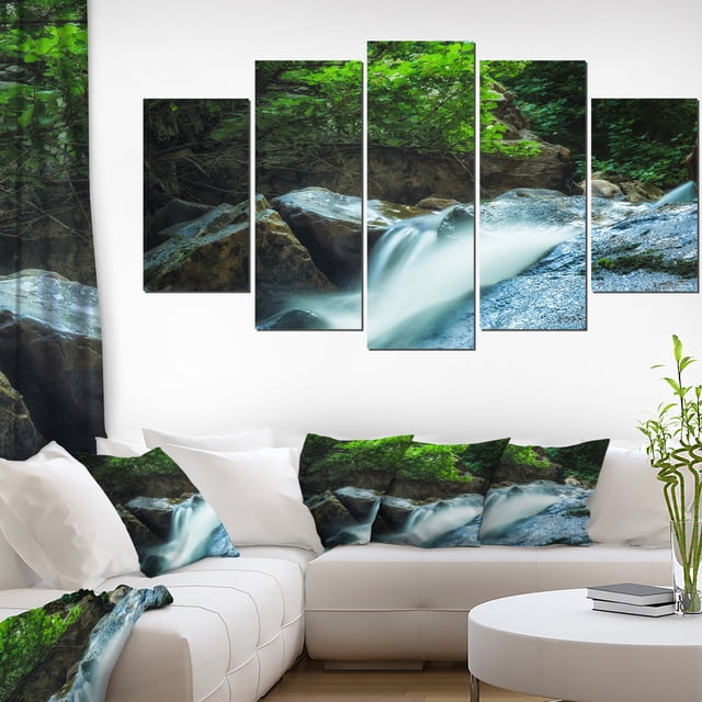 Water Slide over the Moss - Landscape Canvas Art Print