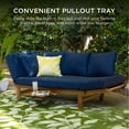 thumbnail image 6 of Best Choice Products Outdoor Convertible Acacia Wood Futon Sofa w/ Pullout Tray, 4 Pillows, All-Weather Cushion - Navy, 6 of 7