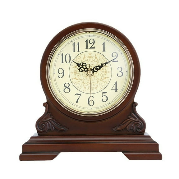 Mantelpiece Clock, Wood Mantel Clocks Retro Style Desk Clock,Standing Mantle Shelf Clock Battery Operated for Living Room, Office, Home Decor