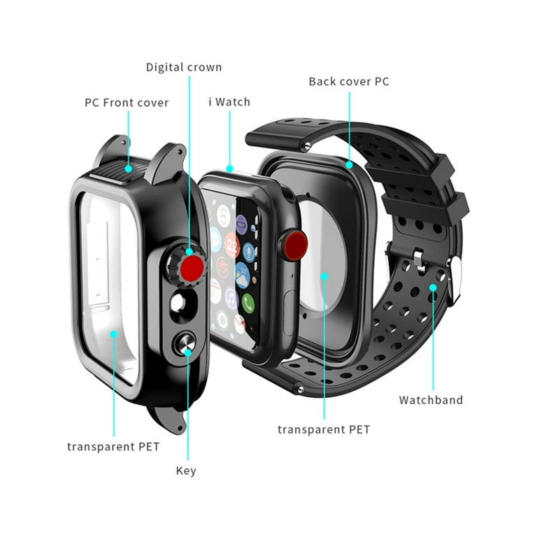 Dteck Waterproof Case for Apple Watch Series 4 40mm IP68 Waterproof Shockproof Impact Resistant Apple iWatch Full Body Protective Case with Built in Screen Protector Black Walmart