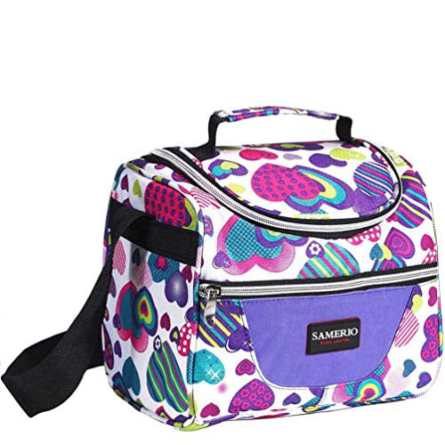 Purple Adult Leakproof Cooler Insulated Lunch Tote with Shoulder Strap MIER 2 Compartment Kids Small Lunch Box Bag for Boys Girls Toddlers