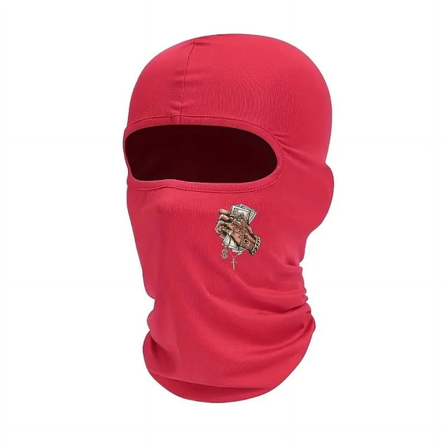 1 Pce Masque Multifonctionnel Graffiti Punk Ski Cagoule Chapeau Masque Complet pour Cyclisme Ski Randonnée Pêche Sports Extérieurs Rouge Taille Unique