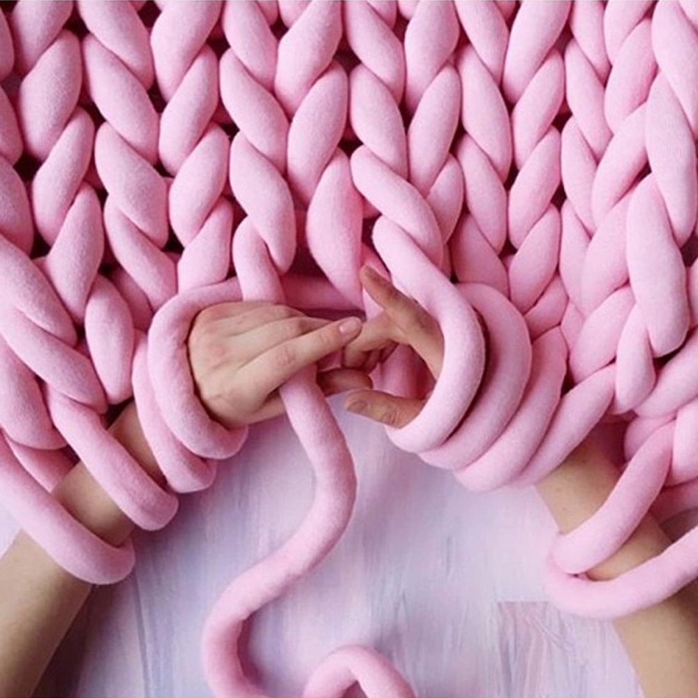 Super Chunky Yarn Arm Knitting Blanket Bulky Yarn Hand Knitting DIY Blanket New Walmart