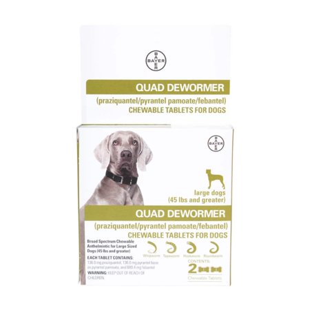UPC: 0724089113429 | Elanco Quad Dewormer for Large Dogs  +45 lbs  4 Chewable Tablet