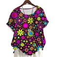 thumbnail image 1 of CLOOCL Women Plus Size T-Shirt Floral Printed Blouse Short Sleeve Harajuku Cozy Shirts, 1 of 6
