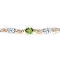 thumbnail image 3 of 925 Silver and 10K Yellow Gold Green Peridot and Sky Blue Aquamarine and Lab Grown Diamond Bracelet for Women | 1.96 Cttw | Gemstone August Birthstone | Oval 7X5MM | Fully Adjustable 9", 3 of 5