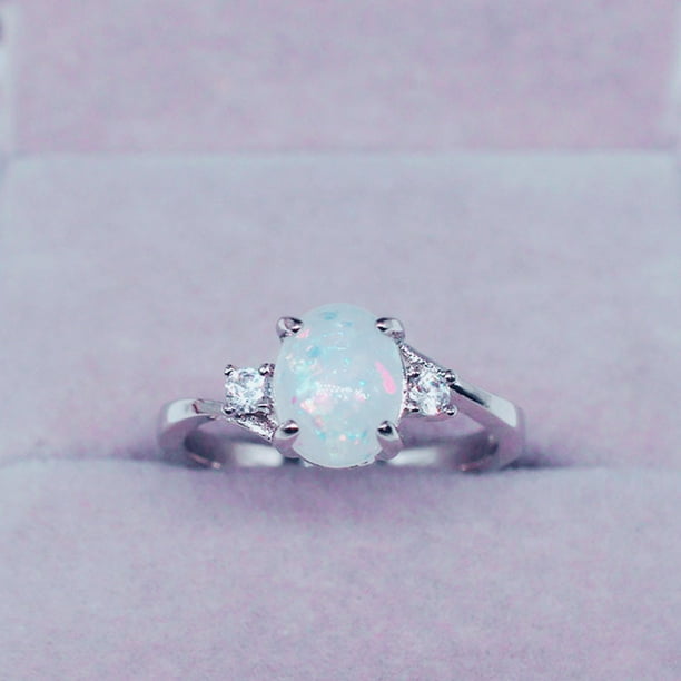 zanvin Exquisite Women's Ring Oval Cut Fire-Opal Jewelry Birthday