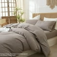 thumbnail image 3 of Washed Cotton Duvet Cover Set Linen Feel Natural Wrinkle Lightweight Comfy (King  Linen), 3 of 6