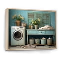 thumbnail image 2 of Designart "Vintage Laundry Room in Turquoise I" Bath & Laundry Floater Framed Canvas Print, 2 of 7