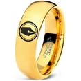 thumbnail image 1 of Tungsten Writing Writer Ink Fountain Pen Band Ring 7mm Men Women Comfort Fit 18k Yellow Gold Dome Polished, 1 of 4