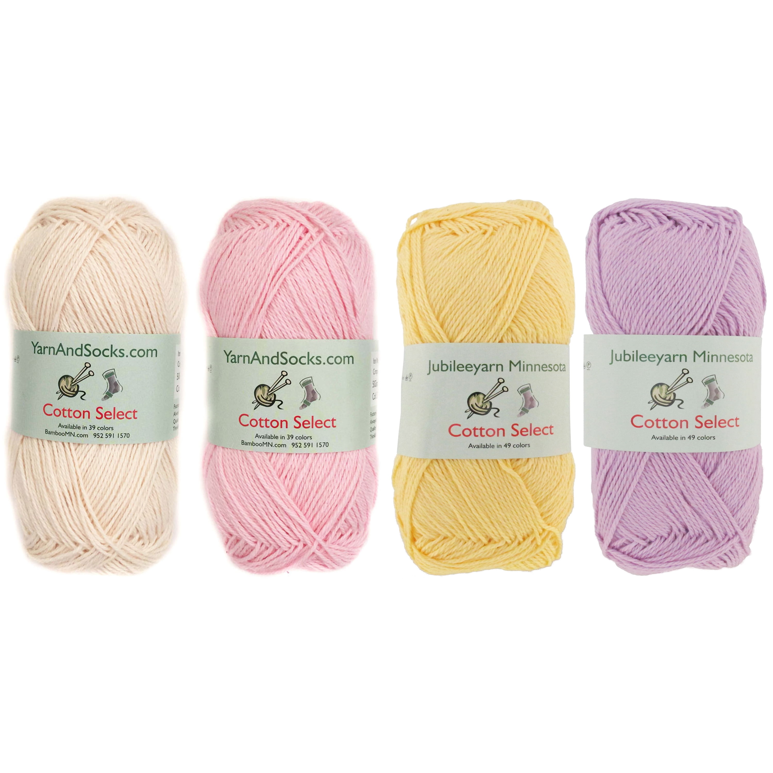 100% Fine Cotton 4 Skeins Shades of Yellow Cotton Select Sport Weight Yarn Color Palette Pack 