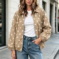 thumbnail image 2 of Tqcoqu Women's Polka Dot Zip Up Jacket, Lapel Collar Bubble Sleeve Loose Lightweight Windbreaker Casual Outerwear,Women's,Size M-XXXL, 2 of 8