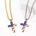 thumbnail image 6 of GKNET Men Women American Flag Cross Pendant Necklace Religious Delicate Jewelry Rope Chain 24"-Silver, 6 of 7