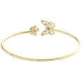thumbnail image 2 of 10K Yellow Gold Round Diamond Butterfly & Sunflower Bangle Pave Bracelet 1/4 CT., 2 of 4