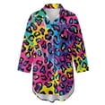 thumbnail image 4 of Xoenoiee Watercolor Colorful Leopard Print Bathing Suit Cover Up for Women Lightweight Swimsuit Coverup Dress Long Sleeve Button Shirt Beach Cover Ups Summer Vacation Outfit, L, 4 of 7