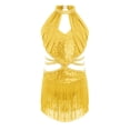 thumbnail image 3 of inlzdz Fringe Latin Dance Dress for Girls Sparkly Sequin Tassel Stage Outfit Chacha Rumba Jazz Ballet Leotards Yellow 6, 3 of 6