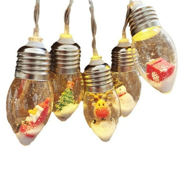 Lumières de Noël Intérieures Lumières de Boule de Neige de Noël 10 Lumières LED, Guirlande Lumineuse à Piles pour Chambre Fête Décoration Vintage de Noël