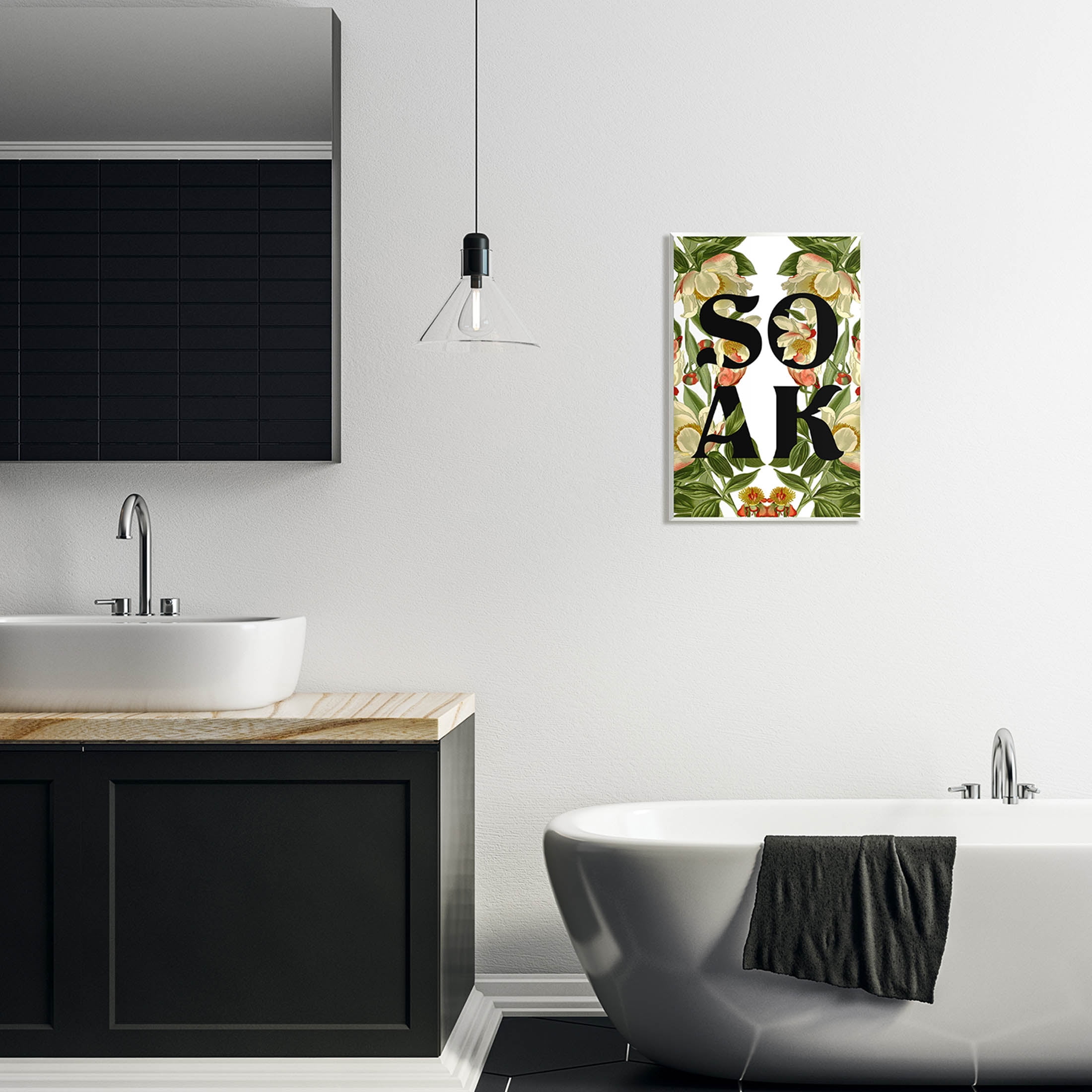 Soak Bathroom Floral Sign Botanical & Floral Graphic Art Unframed Art Print Wall Art