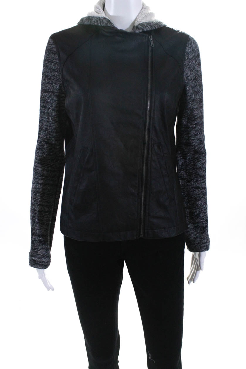 Alfani Women's Faux Leather Trim Zip-Front Boucle Jacket - Walmart.com
