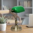 thumbnail image 4 of Creekwood Home 15" Timeless Antique Nickel Bankers Table Lamp, for Office, Study, Nightstand, Green Shade, 4 of 8