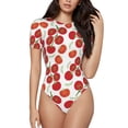 thumbnail image 1 of Balery Tomato Body de cuello redondo de manga corta para mujer Tops de manga corta Tops básicos-X-Large, 1 of 7