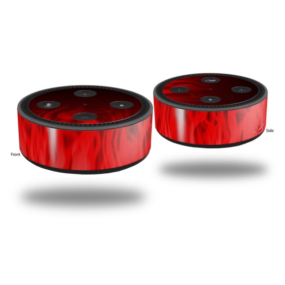 Skin Wrap Decal Set 2 Pack for Amazon Echo Dot 2 - Fire Red (2nd Generation ONLY - Echo NOT INCLUDED)